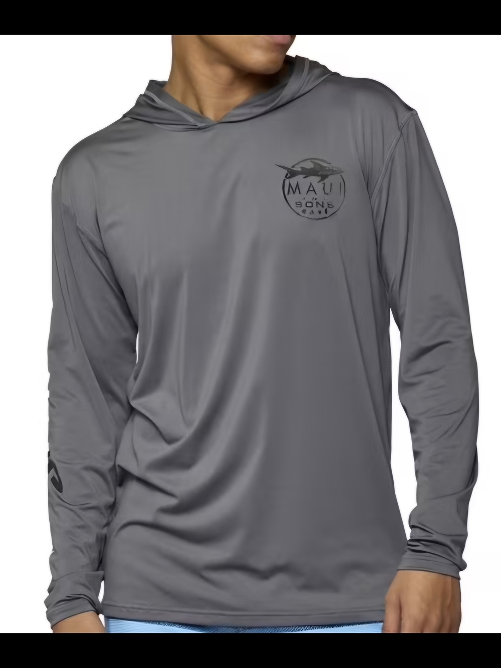 Maui and Sons Men's Gray Hooded Performance Shirt